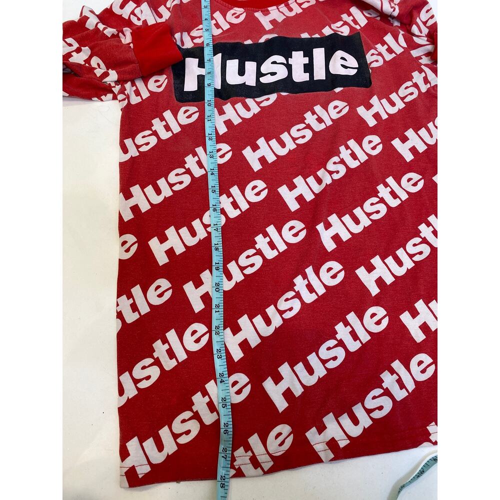 Launder Bailey Apparel Red White Hustle Long Sleeve T-Shirt Graphic Print Sz M - Picture 8 of 9